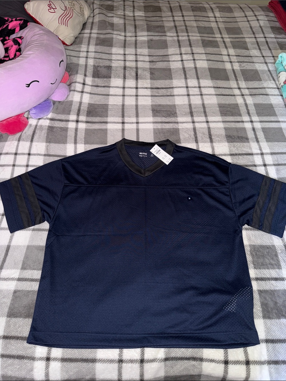 Hollister men's Navy Jersey Performance V-Neck Shirt